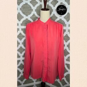 3/$30 Banana Republic Coral Button Front Scallop Detail Long Sleeve Blouse M